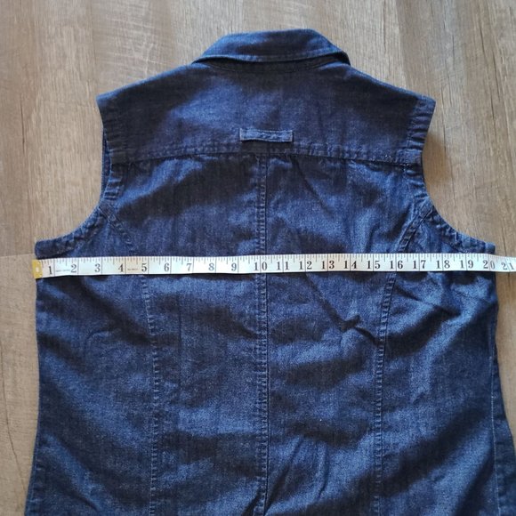 VTG Dockers Denim 100% Cotton Embroidered Vest Women's Size L - Picture 8 of 9